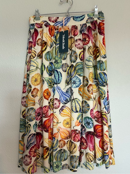 Modcloth Dresses & Skirts - ModCloth Cream Multicolor Gourd-Print A-Line Skirt